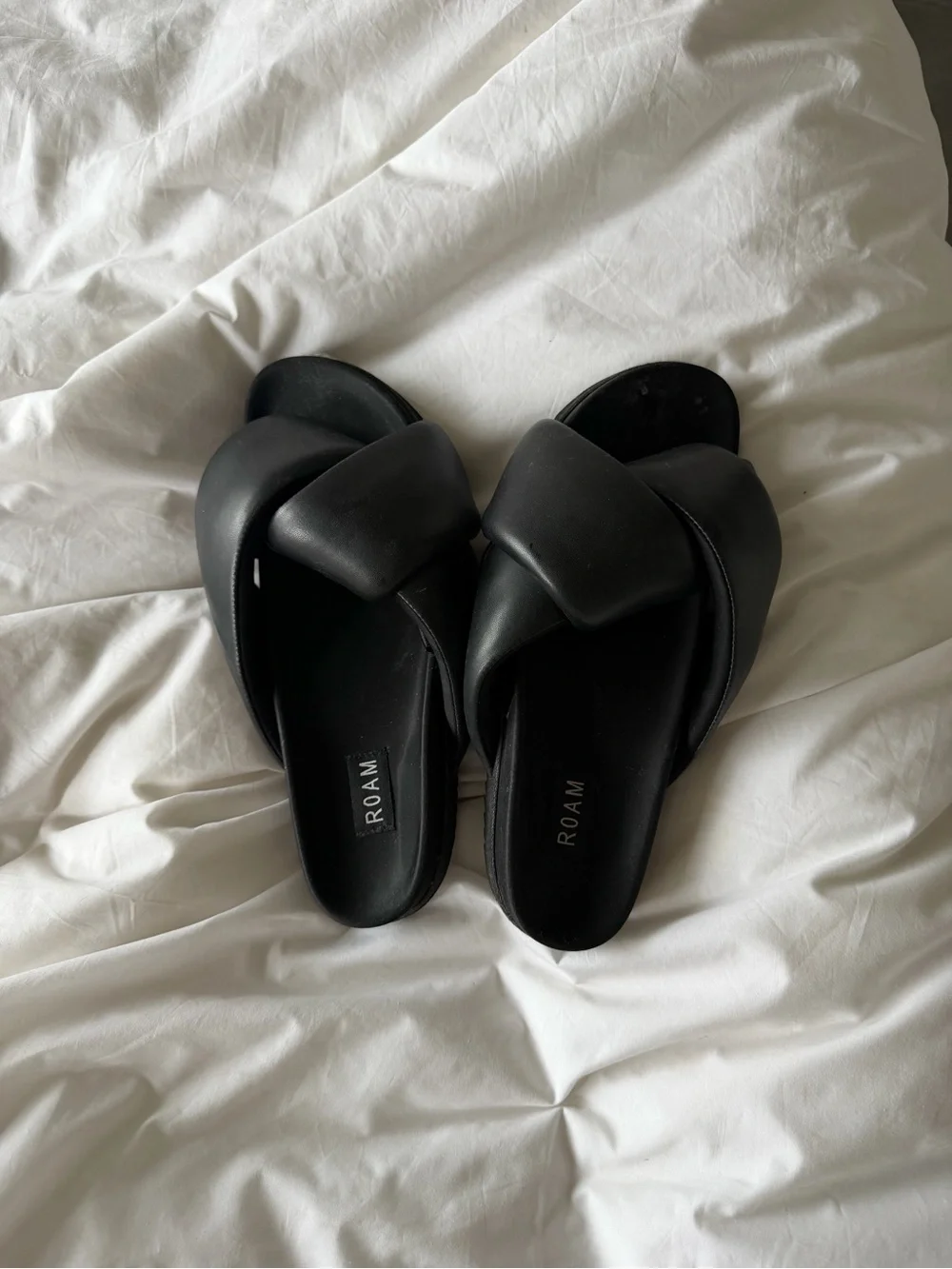 ROAM Black Puffy Slide Sandals